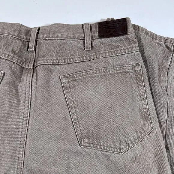 LL Bean Natural Fit Tan Canvas Flannel Lined 100% Cotton Pants Y2K Men's 40x29 - Picture 14 of 16